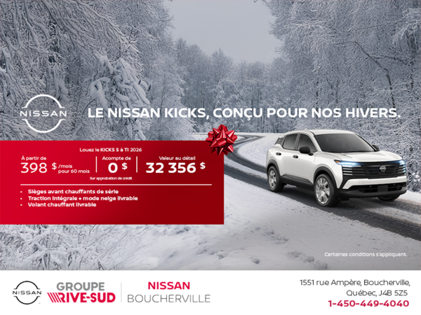 Obtenez le Kicks S 2026 !