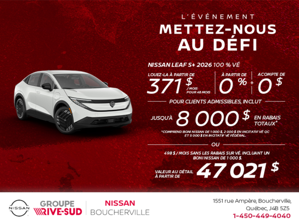 Obtenez la Leaf S+ 2026 !