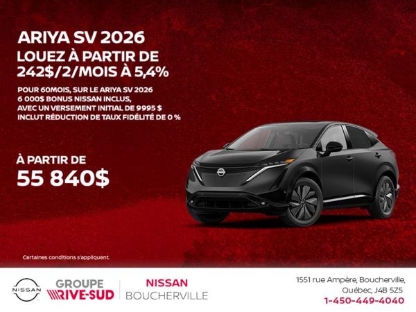 Obtenez le Ariya 2026!