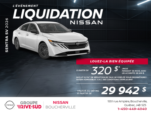 Obtenez la Sentra SV 2026 !