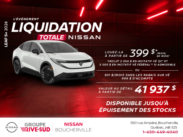 Obtenez la Leaf S+ 2026!