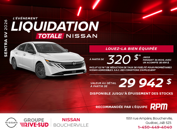 Obtenez la Sentra SV 2026!