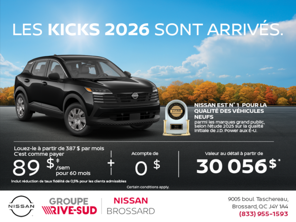 Obtenez le Kicks 2026 !