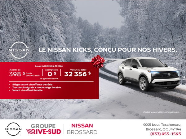 Obtenez le Kicks S 2026 !