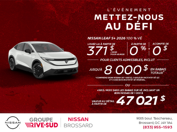 Obtenez la Leaf S+ 2026 !