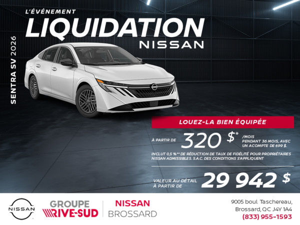 Obtenez la Sentra SV 2026 !