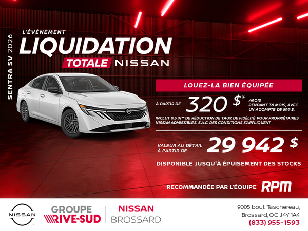 Obtenez la Sentra SV 2026!