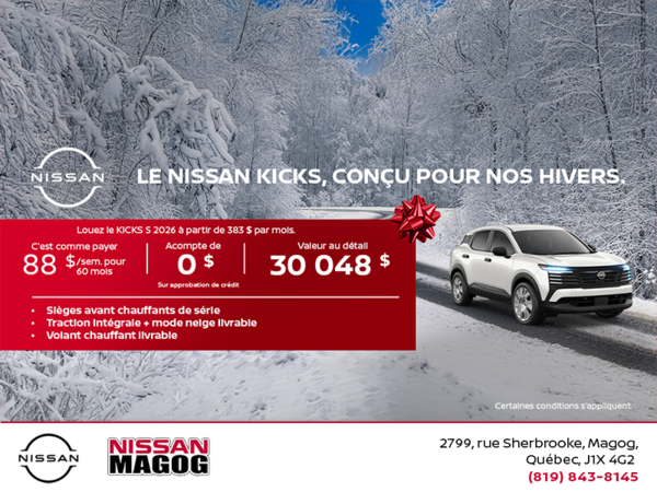 Obtenez le Kicks 2026 !