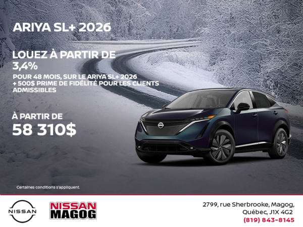 Obtenez le Ariya 2026!