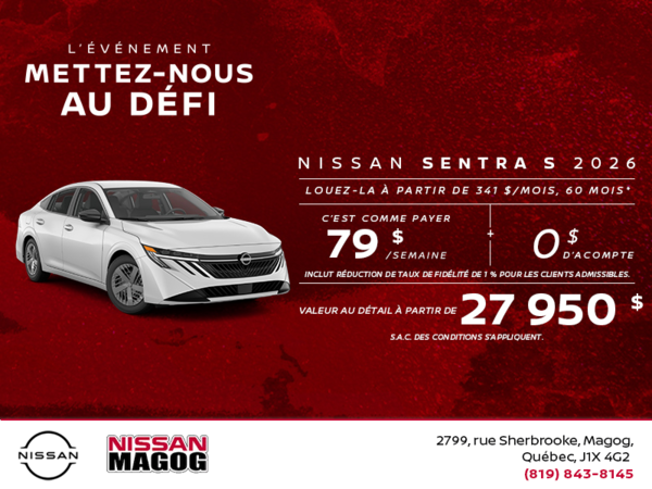 Obtenez la Sentra 2026 !