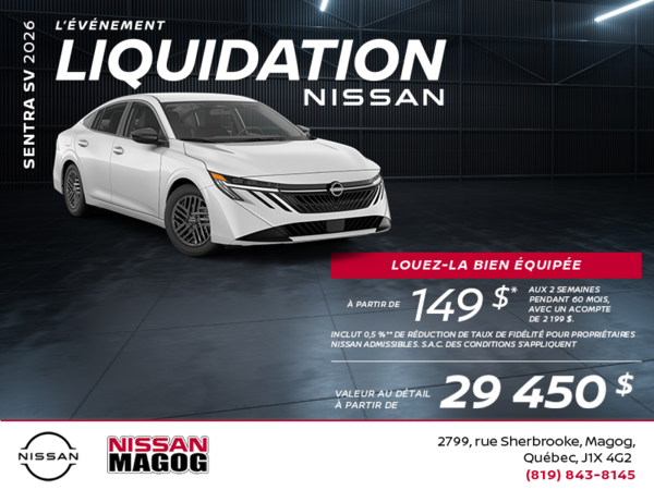 Obtenez la Sentra S 2026 !