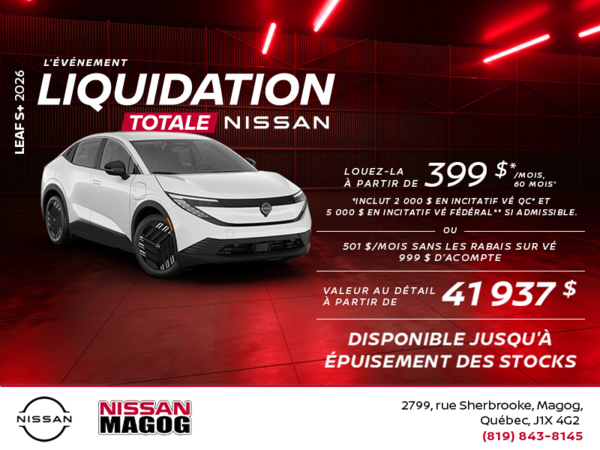 Obtenez la Leaf S+ 2026!