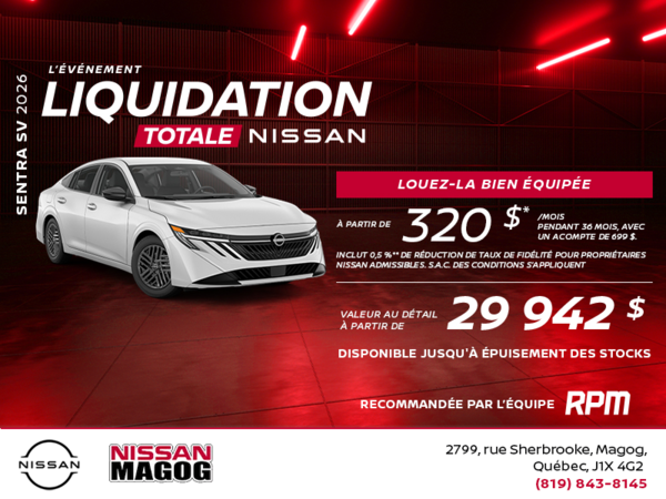 Obtenez la Sentra SV 2026!