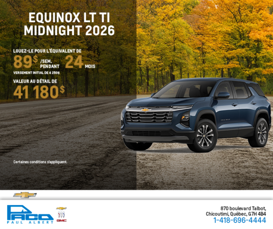 Procurez-vous le Chevrolet Equinox LT TI 2026