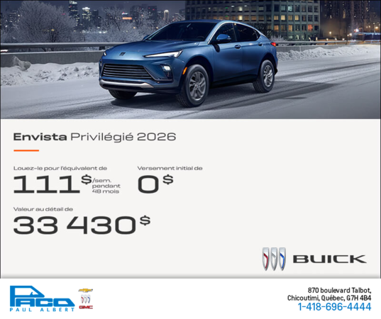 Procurez-vous la Buick Envista 2026