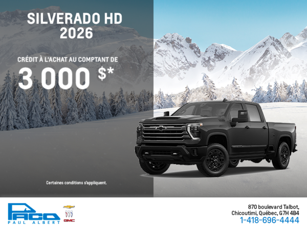 Procurez-vous le Chevrolet Silverado HD 2026