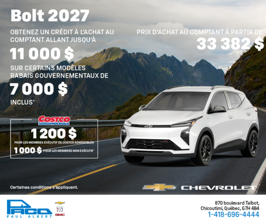 Procurez-vous le Chevrolet Bolt 2027