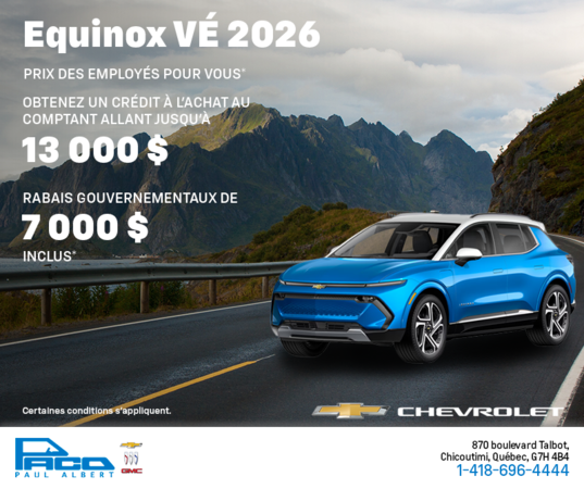 Procurez-vous le Chevrolet Equinox VÉ 2026