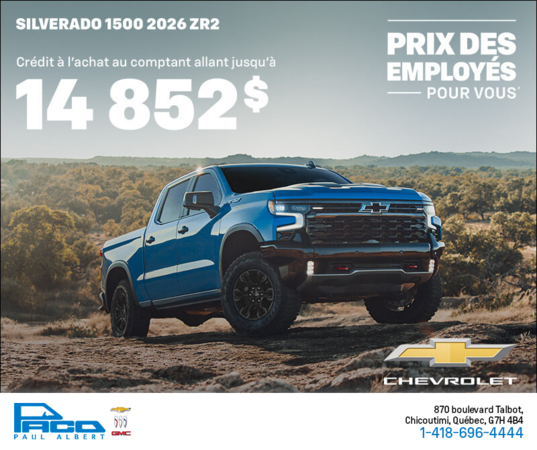 Le Chevrolet Silverado 1500 ZR2 2026