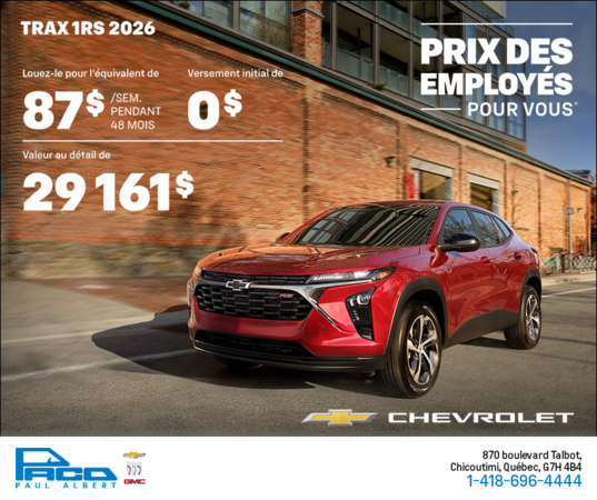 Le Chevrolet Trax 2RS 2026
