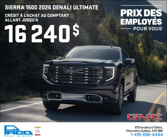 Le GMC Sierra 1500 Denali Ultimate 2026