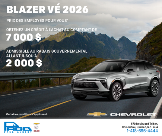 Procurez-vous le Chevrolet Blazer VÉ 2026