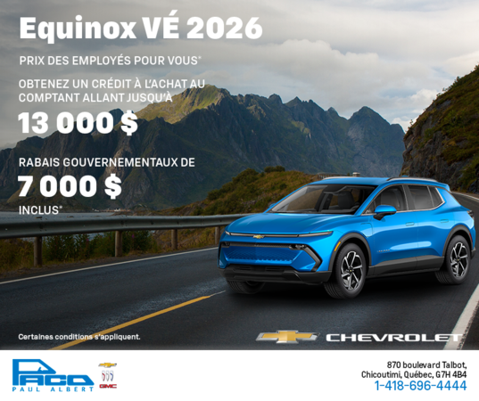 Procurez-vous le Chevrolet Equinox VÉ 2026