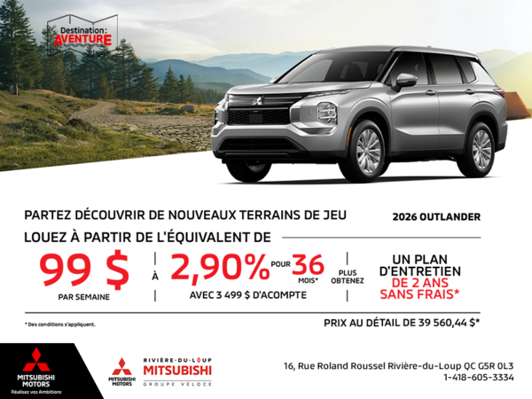 Procurez-vous le Mitsubishi Outlander 2026