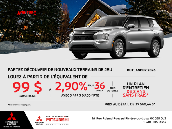 Procurez-vous le Mitsubishi Outlander 2026
