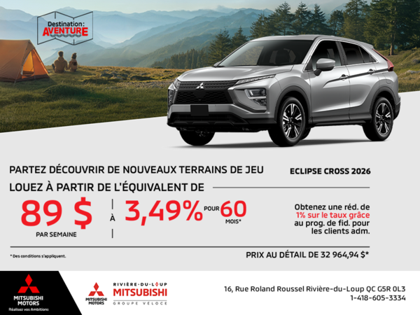 Procurez-vous le Mitsubishi Eclipse Cross 2026