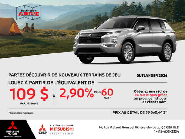 Procurez-vous le Mitsubishi Outlander 2026