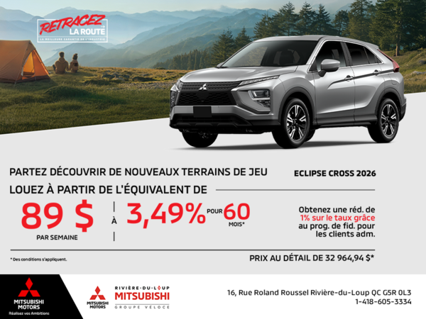Procurez-vous le Mitsubishi Eclipse Cross 2026