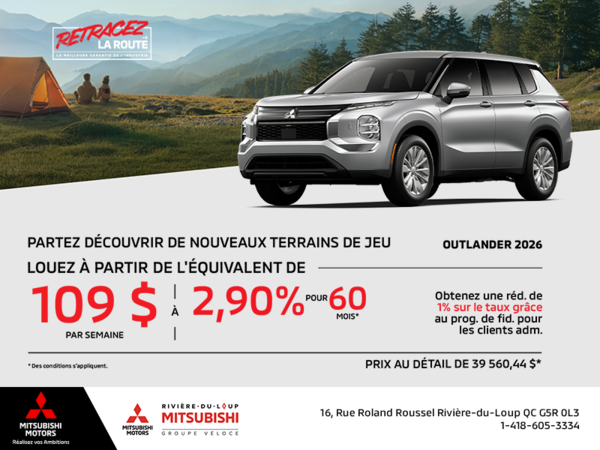 Procurez-vous le Mitsubishi Outlander 2026