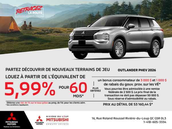 Procurez-vous le Mitsubishi Outlander Phev 2026