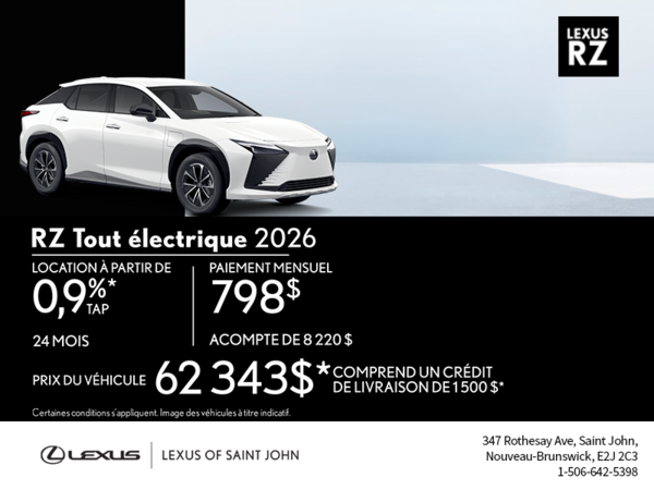 Lexus RZ Tout Électrique 2026
