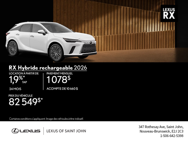 Lexus RX Hybride Branchable 2026
