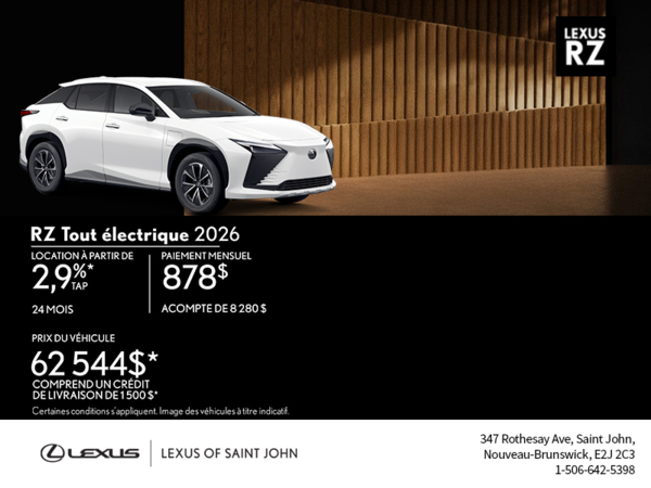 Lexus RZ Tout Électrique 2026