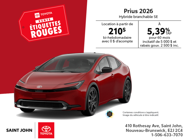 Toyota Prius Hybride Branchable SE 2026