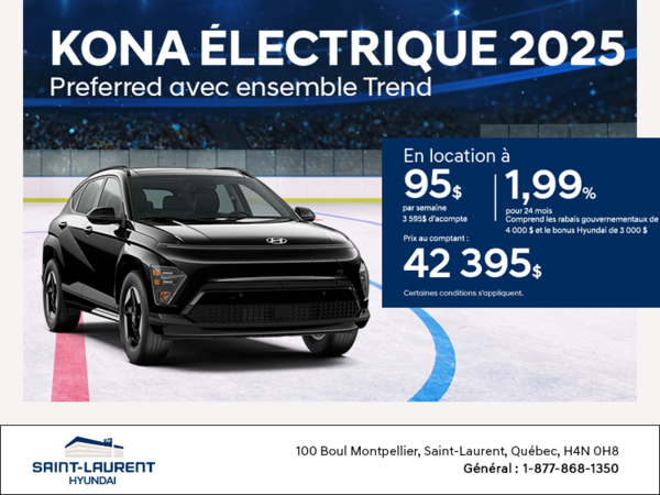 Procurez-vous le Hyundai Kona Electric 2025