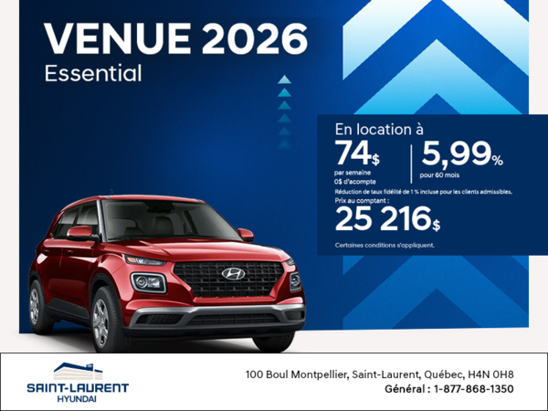 Procurez-vous le Hyundai Venue 2026