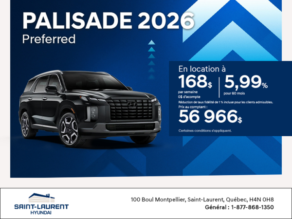 Procurez-vous le Hyundai Palisade 2026
