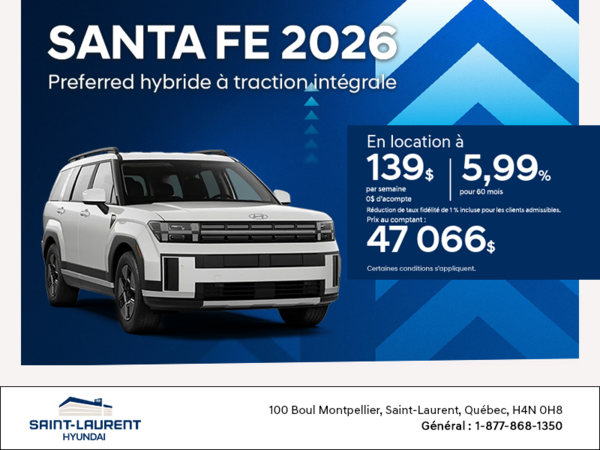 Procurez-vous le Hyundai Santa Fe Hybrid 2026