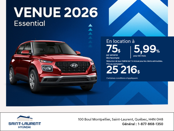 Procurez-vous le Hyundai Venue 2026