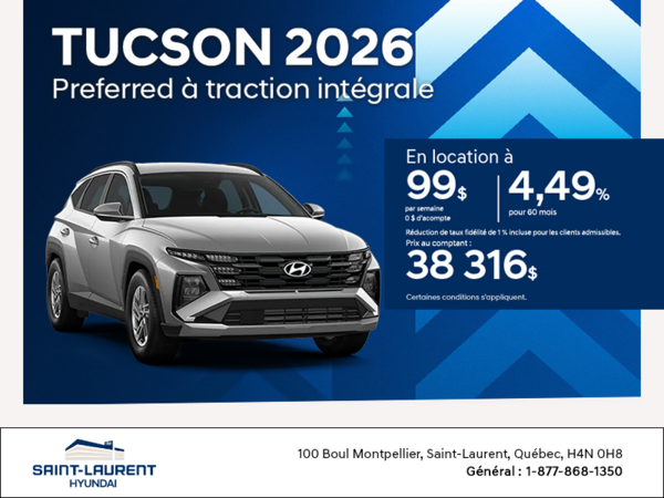 Procurez-vous le Hyundai Tucson 2026