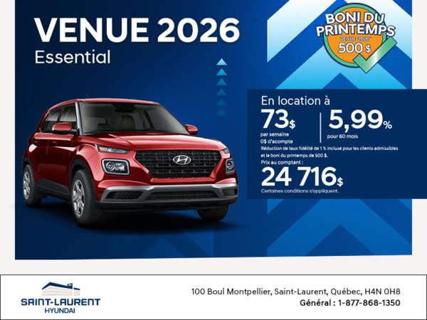 Procurez-vous le Hyundai Venue 2026