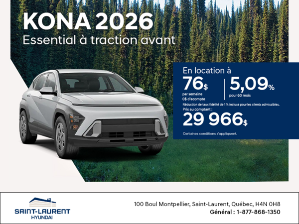 Procurez-vous le Hyundai Kona 2026
