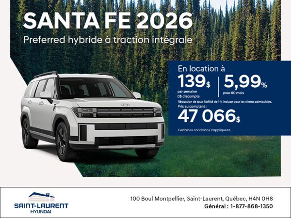 Procurez-vous le Hyundai Santa Fe Hybrid 2026