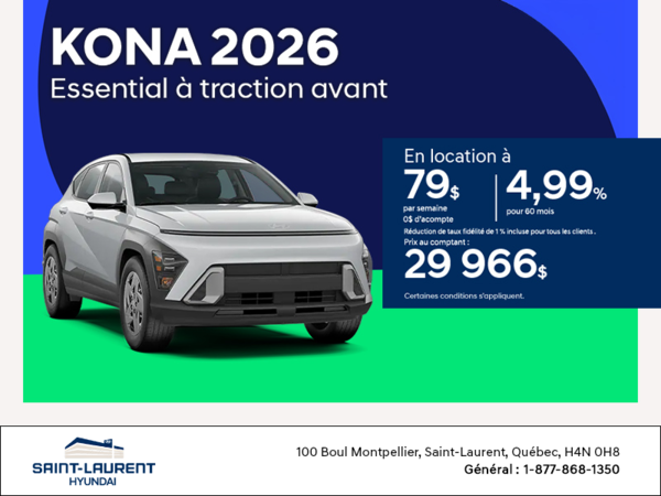 Procurez-vous le Hyundai Kona 2026