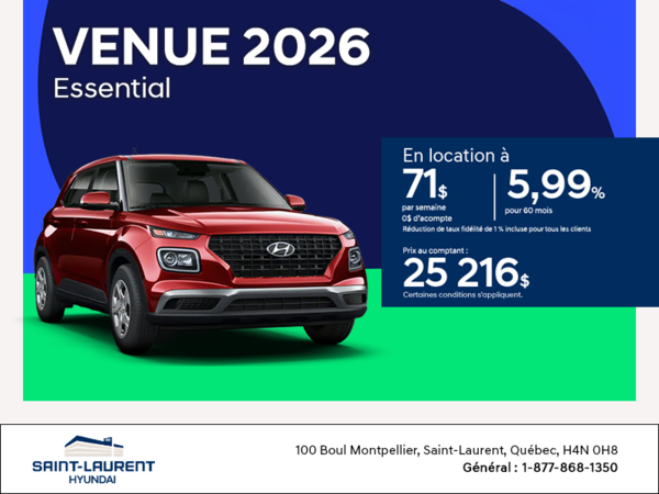 Procurez-vous le Hyundai Venue 2026