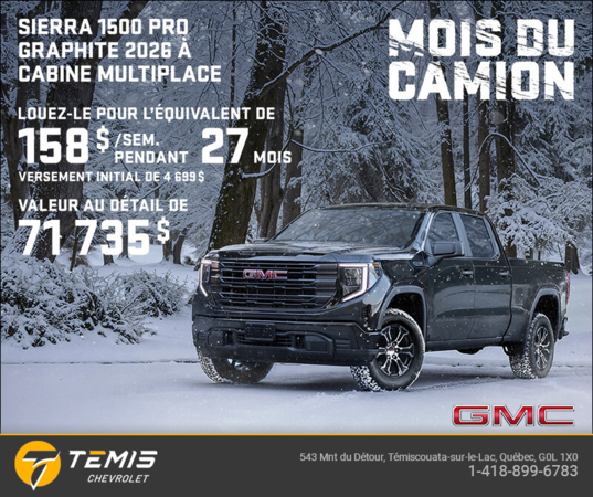 Le GMC Sierra 1500 Pro Graphite 2026 à cabine multiplace